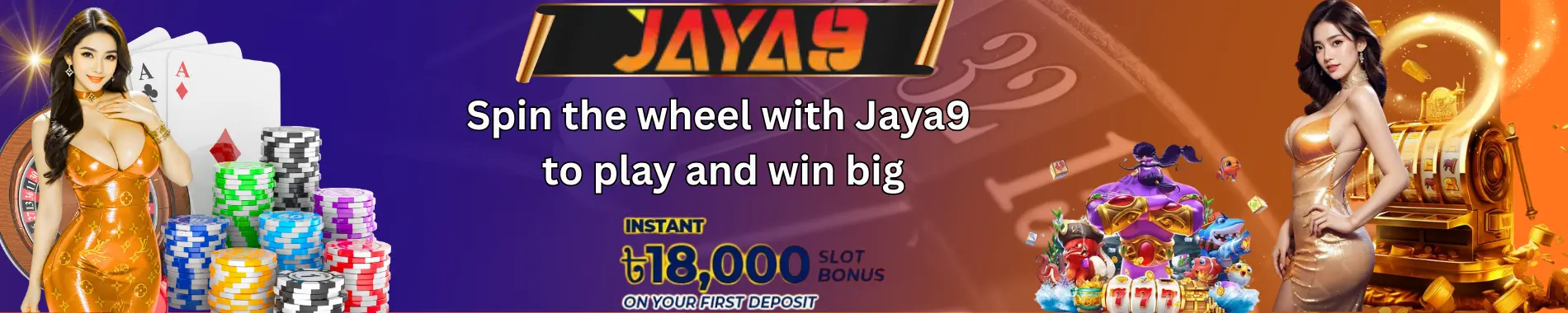 slot casino showing spin wheel, chips, and ৳18,000 bonus